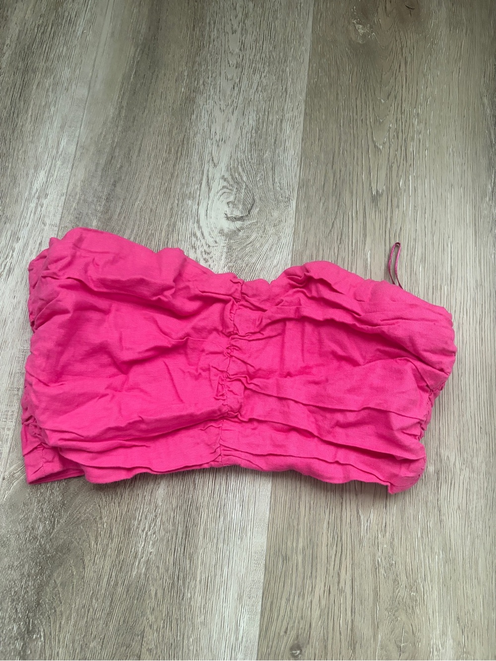 Zara Hot Pink Ruched Strapless Bandeau Top